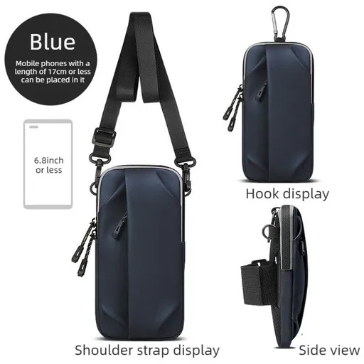 Multifunctional Sports Phone Arm Bag, Dual-Use Crossbody Pouch for Running, Fitness, and Cycling—Blue