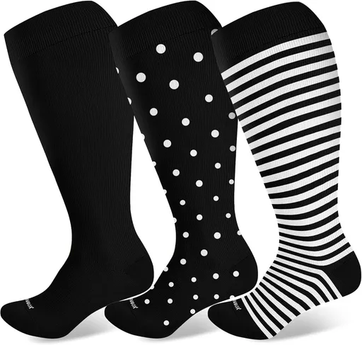 Pl Size Compression Socks Wide Calf Men&Women 20-30 mmhg Knee High Support Socks for Medical, Nurse, Diabetic