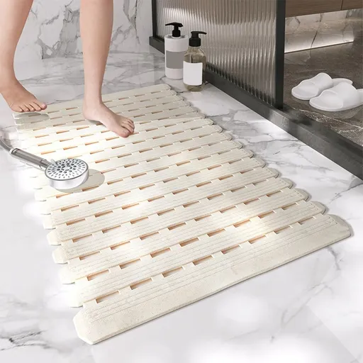 Shower Mat, Non Slip Bath Mat With Suction Cups And Drain Holes, Bath Mat For Tub & Shower, Easy To Cut, Eco-Friendly Materials