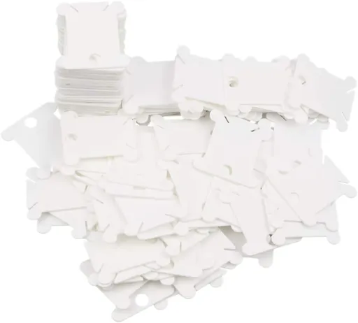 NEWMAY Plastic Floss Bobbins for Cross Stitch Embroidery Cotton Thread Craft DIY Sewing Storage, Thread Cards, Friendship Bracelet Bobbins, 120 Pieces, White