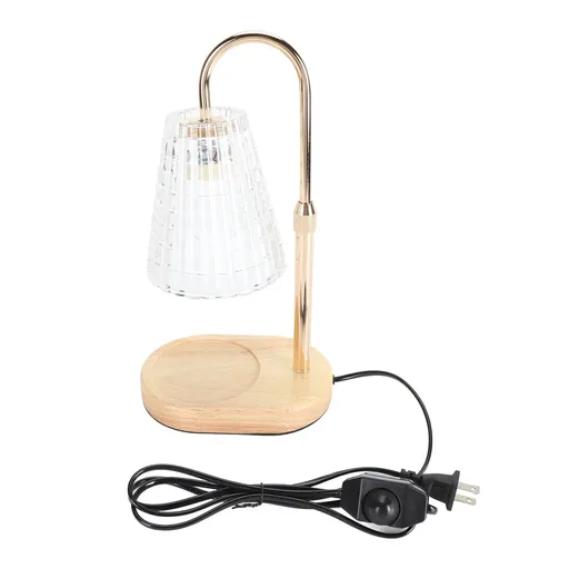 Candle Warmer Lamp Dimmable Height Adjustable Electric Scented Wax Melter with 2 50W Bulbs and Wooden Base for Home Decor