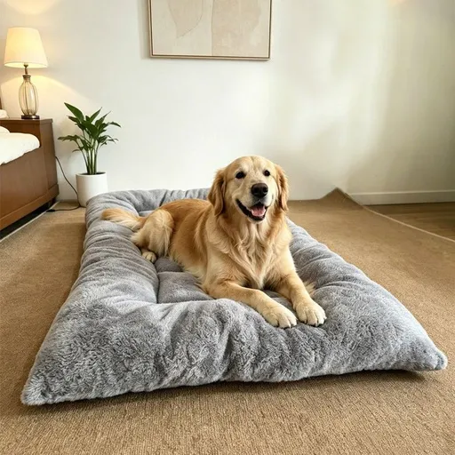 40 x 60CM Large Plush Pet Bed Mat for Dogs & Cats – Light Grey Double-Sided Soft Cushion, Breathable Moisture-Resistant Sleeping Pad for Small, Medium & Large Pets