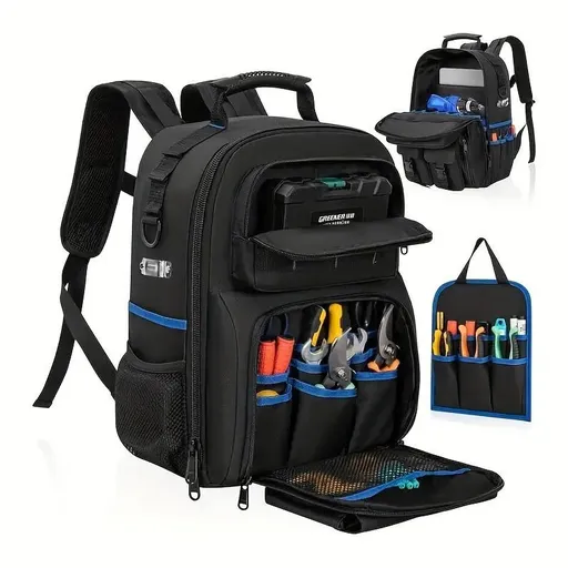 Tool Backpack Tool Storage Professional Tool Bag DIY Tool Backpack Tool - Black - Size regular