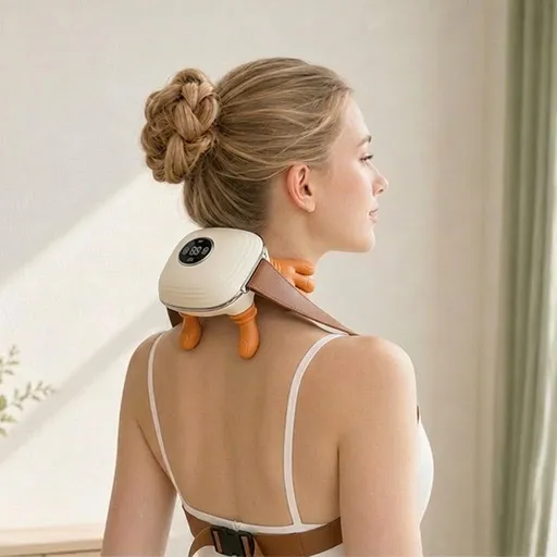 4D Bionic Hand Neck and Shoulder Massager with Silicone Massage Nodes, Ergonomic Cervical Relaxation Device for Home and Office Use, Portable Muscle Relief Tool for Neck, Shoulder, and Arm Tension (White)