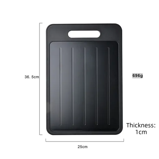 Black Aluminum Alloy Fast Thawing Dual-Sided Cutting Board(36.5x25CM) - Multifunctional Kitchen Tool with Garlic Grinder and Knife Sharpener