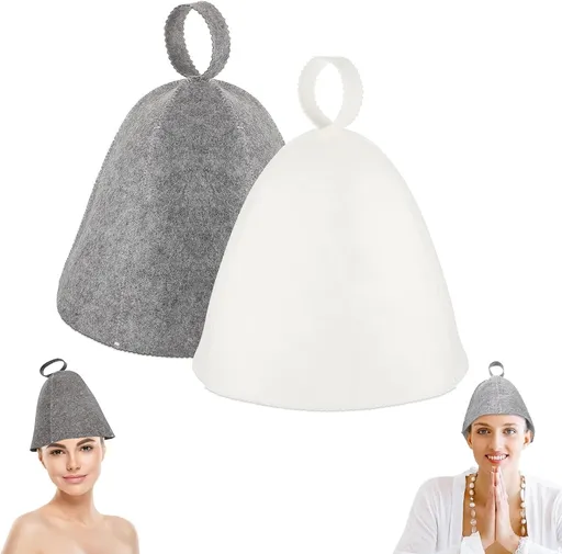 pcs sauna hats, original wool, comfortable and breathable for sauna, 100% natural sauna accessories in felt (gray and white) _jar