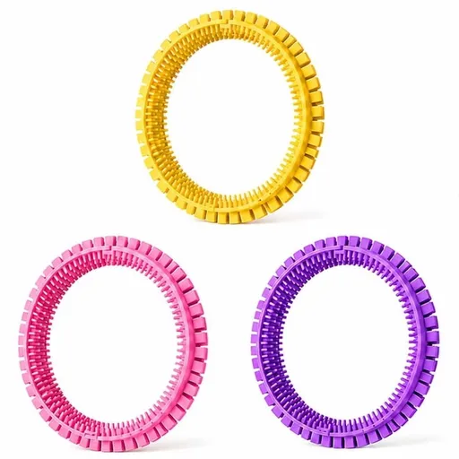 3-Pack Cat Self Groomer for Cardboard Box, DIY Grooming Brush Ring for Cat House Door Hole, Hands-Free Scratching Brush for Loose Hair & Shedding (3 Colors)