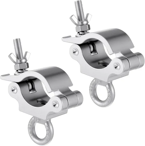 2 Pcs Heavy Duty 2 Inch Truss Clamp with Eye Bolt for 48-51mm Truss Tube/Pipe, Aluminum Stage Light Clamps for LED Video Wall and Lighting Mounting