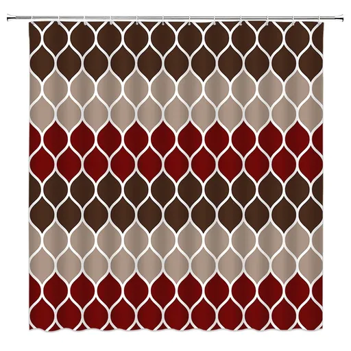 Brown Geometric Shower Curtain Red Tan Creative Home Textured Modern Home Fabric Bathroom Curtains Decor Set with (72" WX72 H)