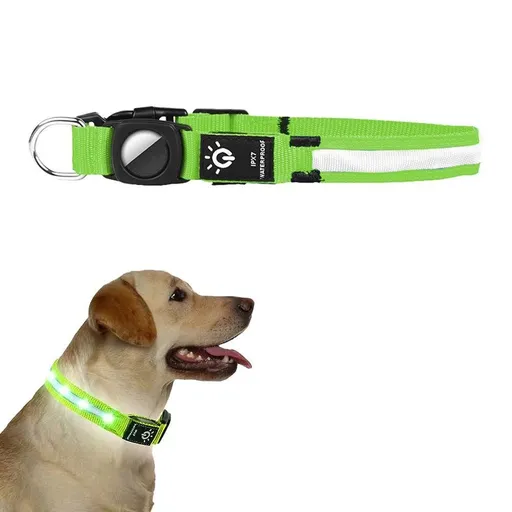 Luminous LED Pet Dog Collar Light-up USB Rechargeable Dog Collar Green - L