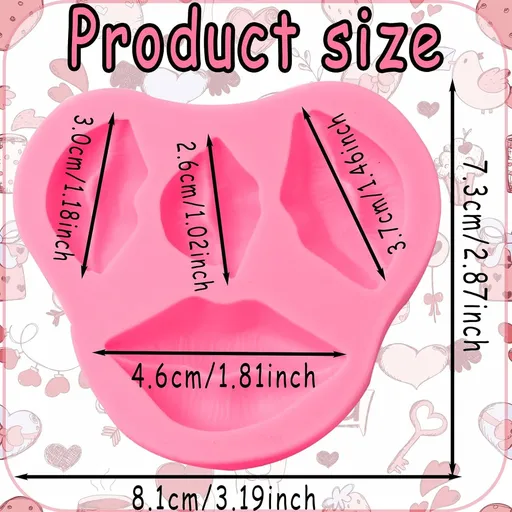 2 Pcs Valentine's Day Lips Shape Mold,Wedding Kiss Silicone Molds,for Anniversaries,Bridal Shower Cake Decoration,Cupcake Toppers