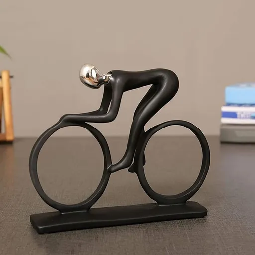 Statue Black Bicycle Athlete Sculpture - Fashion Art Abstract Resin Figurine Modern Home Decor Desktop Bookshelf