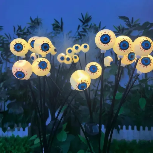 Solar Halloween Dancing Eyeball Stake Lights, Spooky Outdoor Decoration with Color-Changing LEDs, Auto On/Off, IP65 Waterproof, Ideal for Garden Pathway and Party Ambiance (Warm Light, 3PCS)
