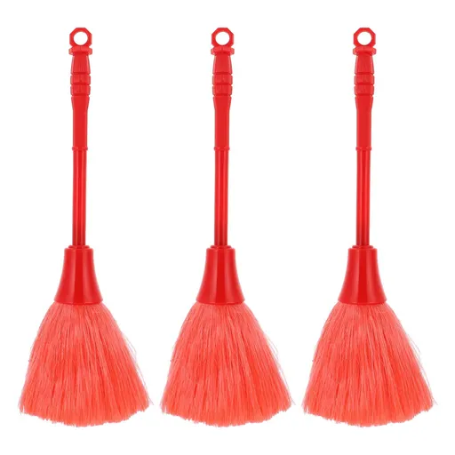 Static Duster 3pcs Small Duster Brush Non Slip Handle Dusting Sweeping Brush Temple Statue Collectables Cleaning Supplies