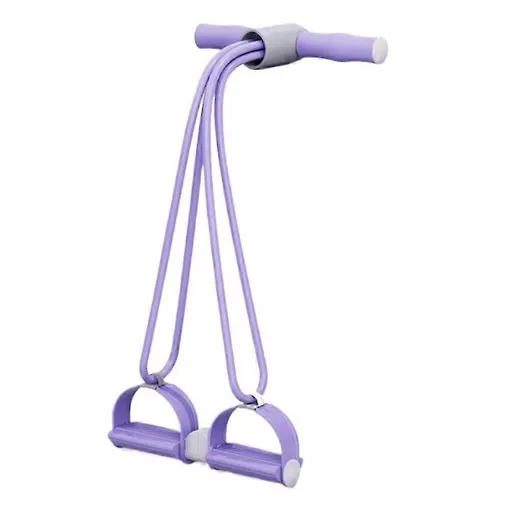 15lb Pedal Resistance Band with Handles, 4-Tube Foot Puller for Full Body Strength Training - Purple