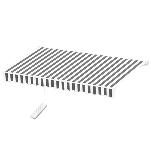 Instahut Retractable Folding Arm Awning Motorised Sunshade 4.5Mx3M Grey White