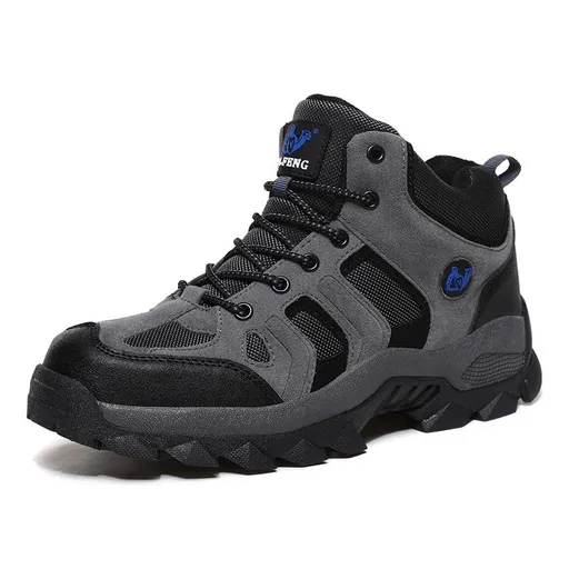 QIFENG Mens High Top Hiking Shoes Anti Slip Rubber Sole Black 43