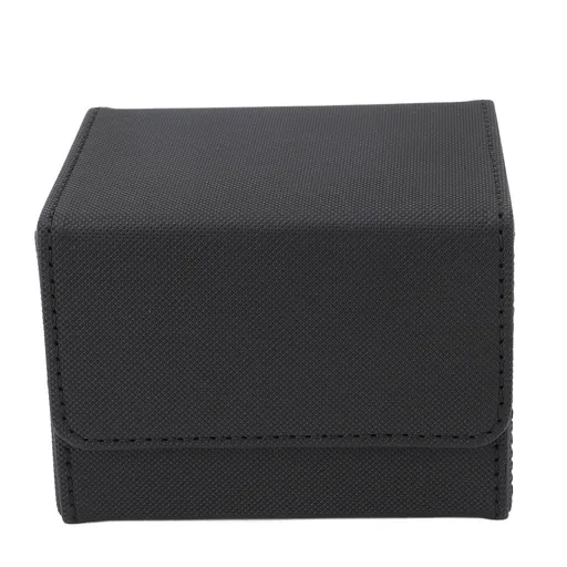Trading Card Storage Box Magnetic Closure PU Leather Card Storage Case Holds 120 Single Sleeved Cards for Game Sport Cards Black Gray
