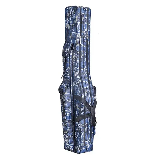 130cm Big Belly Fishing Tackle Bag Rod Storage Carry Case Outdoor Fishing Bag - Light blue camouflage