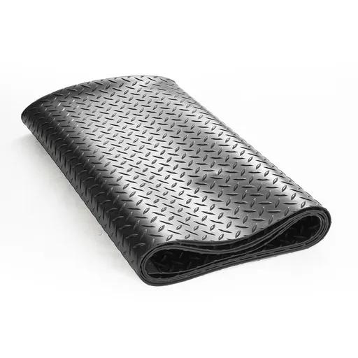 Diamond-Plate Rubber Flooring Roll, 3 mm x 4 ft x 8 ft Garage Floor Mat, SBR Rubber Garage Flooring Roll, Easy to Clean, Diamond Plate Rubber Mat for Under Cars, Garage Industry Gym, Black