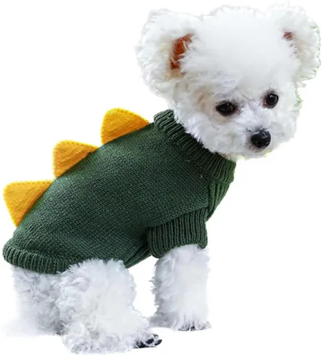 Dog Coat - Dog Sweater - Sweaters for Small Dogs - Dog Sweater - Cute Dinosaur Sweater - Soft and Comfortable Winter Clothes - Warm Knit Cat Sweater - Perfect for Christmas - Puppy Shirts - Christmas - Size L