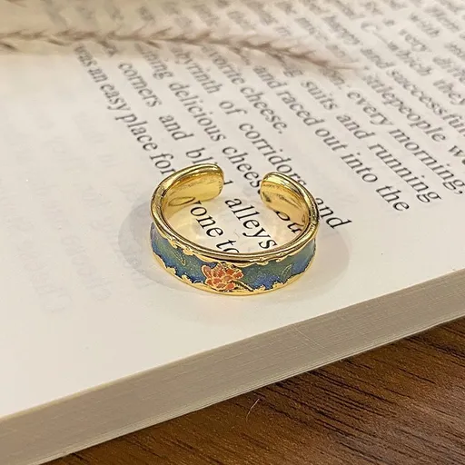 Elegant Enamel Pattern Decorative Open Band | Christmas Stacking Gift | High‑Grade Versatile Women Finger Ring