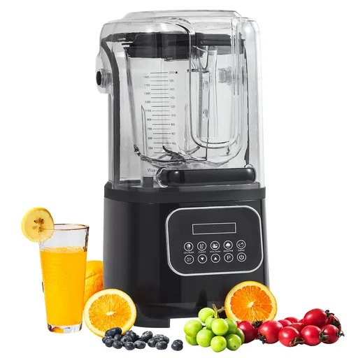 Professional Blender with Shield, Commercial Countertop Blenders, 2L Jar Blender Combo, Stainless Steel 9 Speed & 5 Functions Blender, for Shakes, Smoothies, Peree, and Crush Ice, Black