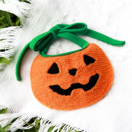 Pet Scarf Wool Lace Up Cat Dog Strap Spit Towel Orange Pumpkin M (lace neck adjustment 64cm; Shawl neck 30-35cm)
