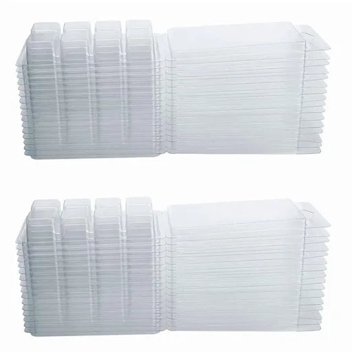 Wax Melt Containers-8 Cavity Clear Empty Plastic Wax Melt Molds-50 Packs Cubes Clamshells for Tarts Wax Melts,50 x Wax Melt Containers,Transparent