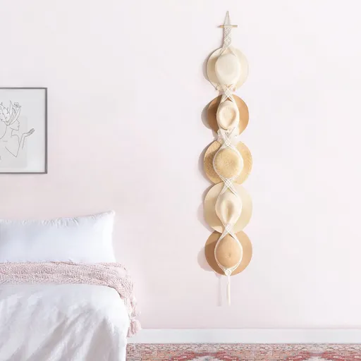 Hat Rack - Cap Rack - Adjustable Coat Rack - Hat Rack - Hat Hanger - Cap Rack Storage System - Macrame Wall Hat Rack - Handwoven Decorative Wide Brim Cap Holder - 2 Pieces
