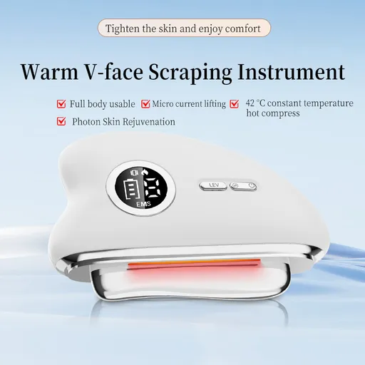 3-Speed Adjustable Smart Gua Sha Device - Photon Skin Rejuvenation Beauty Tool - EMS Microcurrent Lifting - Facial Massage Beauty Device - Constant-Temperature Gua Sha Beauty Device - Smart Digital Electric Gua Sha Board - Home Facial Care Tool - Whi