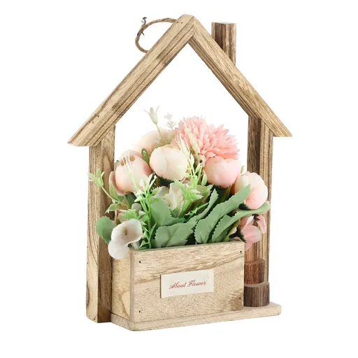 Hanging Basket Artificial Flowers Unique Wall Decorative Planter Flower Basket with Artificial Flowers for Home Living Room