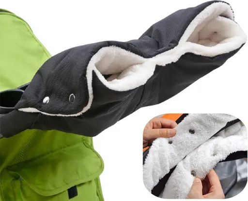 Stroller Glove Hand Warmer - Gloves for Strollers - Buggy Hand Warmer - Lined Gloves - Universal - Waterproof and Windproof - Warm Hands - Removable - Stroller - Children - Buggy Accessories - Black