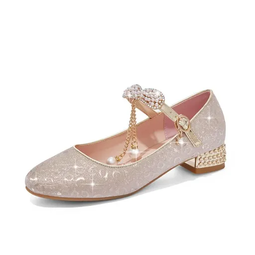Girls Sequin Crystal Shoes Gold Silver Princess 35 inner length 22.5cm