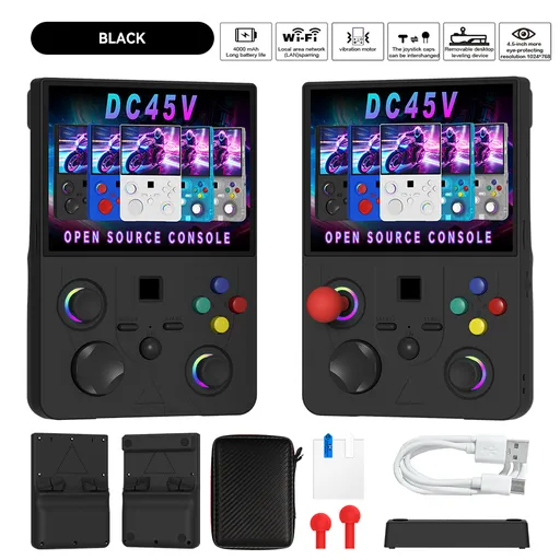 DC45V Retro Handheld Game Console, 4.5‑Inch HD IPS Full View Screen，black