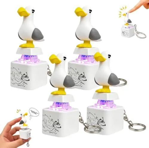 4 Pcs Button Keychain, Rechargeable Clicker with Real Sound LED Light Activates with Each Press, Funny Interactive Stress Relief Toy for Desk, Travel, Display, Collection, or Gifting