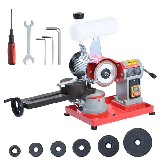 Circular Saw Blade Sharpener, 370W Saw Blade Grinding with Water Injection, Water Injection Circular Saw Blade Sharpening & 6 Saw Centerings, 5-inch Grinding Wheel for Carbide Tipped Saw Blades