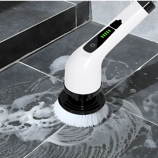 Electric Cleaning Brush Cordless Cleaning Brush Household Cleaning Tool Kitchen - White - Size 01