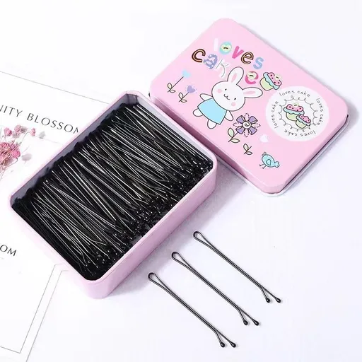Black Alloy Side Hairpin Wave Style Women Pink Rabbit-100 straight plates