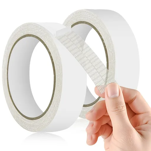 2 Pack Double-Sided Adhesive Fabric Tape, Heavy-Duty No-Sew Hemming Tape for Pants, Clothes, Crafts and Carpet Securing, 25 mm x 10 m