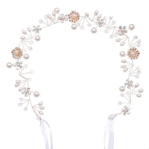 Bridal Hair Vines Crystal Pearls Flower Wedding Hair Accessories Evening Party Tiara Headpiece For Bridesmaid and Flower Girls