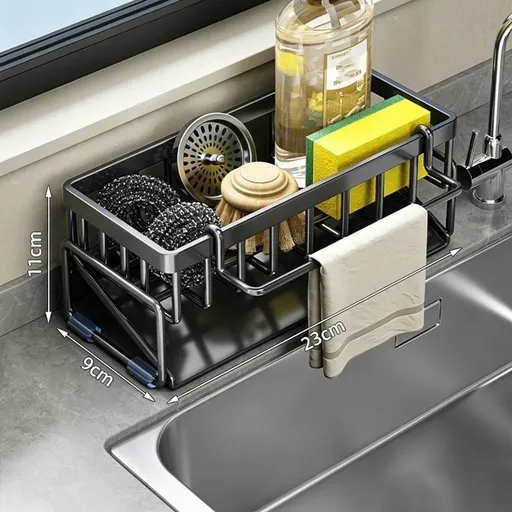 Low Profile Tilted Dish Drying Rack Black