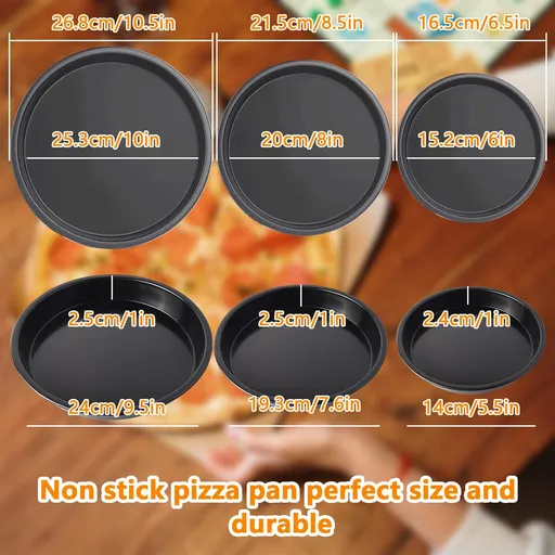 3Pack Pizza Pan, Non-Stick Pizza Tray, Pizza Tray for Oven, Pizza Pans, Bakeware Sets for Home Restaurant Kitchen, Dishwasher Safe