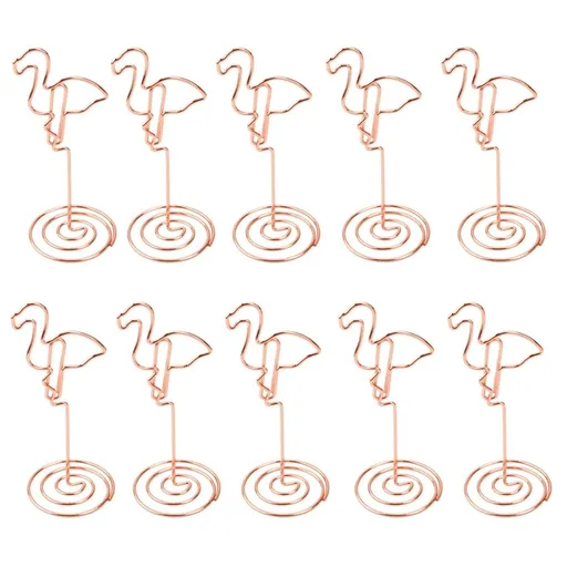 10Pcs Golden Metal Photo Holders with Spiral Base for Wedding and Party Tables