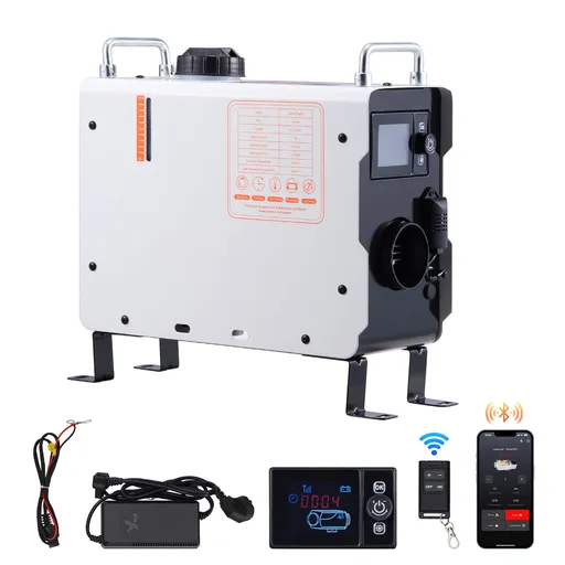 2KW Diesel Heater, 12V/24V All in One Diesel Air Heater, with Bluetooth APP Control, Remote Control and Display Screen, CO Alarm, Fast Heating Portable Diesel Heater for Vehicles and Outdoors