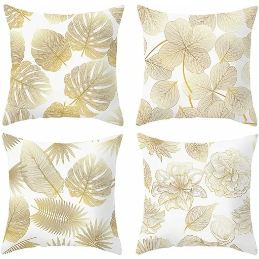 Pillowcase 45X 45Cm, Modern Sofa Cushion Cover Beautiful Car Sofa Cushion Covers Home Decor Protectors (Golden
