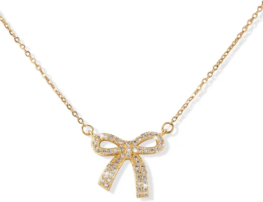 Bow Necklace, Dainty Ribbon Bowknot Chain Necklace Cute Fashion Bowtie Pendant for Choker Gold Bow Jewelry Gift for Women Wedding Prom Daily Wear