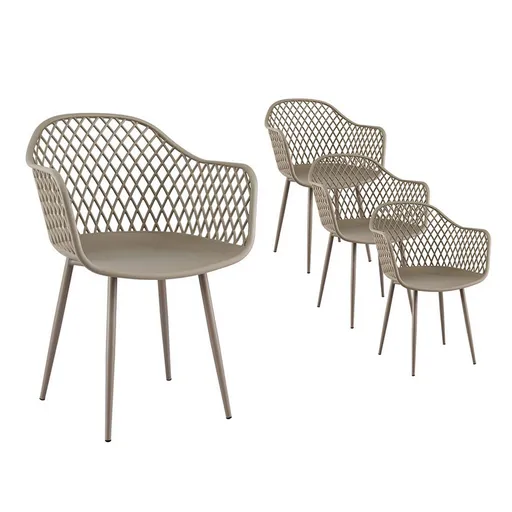 Gardeon 4PC Outdoor Dining Chairs PP Lounge Chair Patio Furniture Garden Coffee