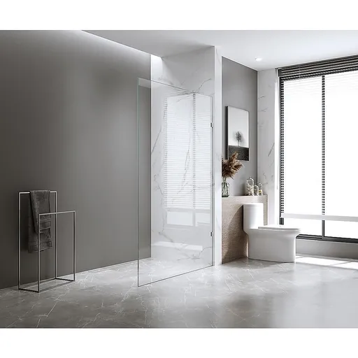 70x210cm Glass Shower Screen with Black F-Brackets and Floor F-Bracket