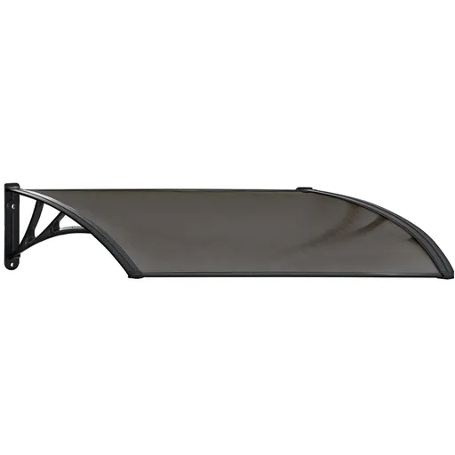 Awning UV Rain Protection 1x1m Black Aluminium Exterior Canopy Grey Tinted Polycarbonate Cover